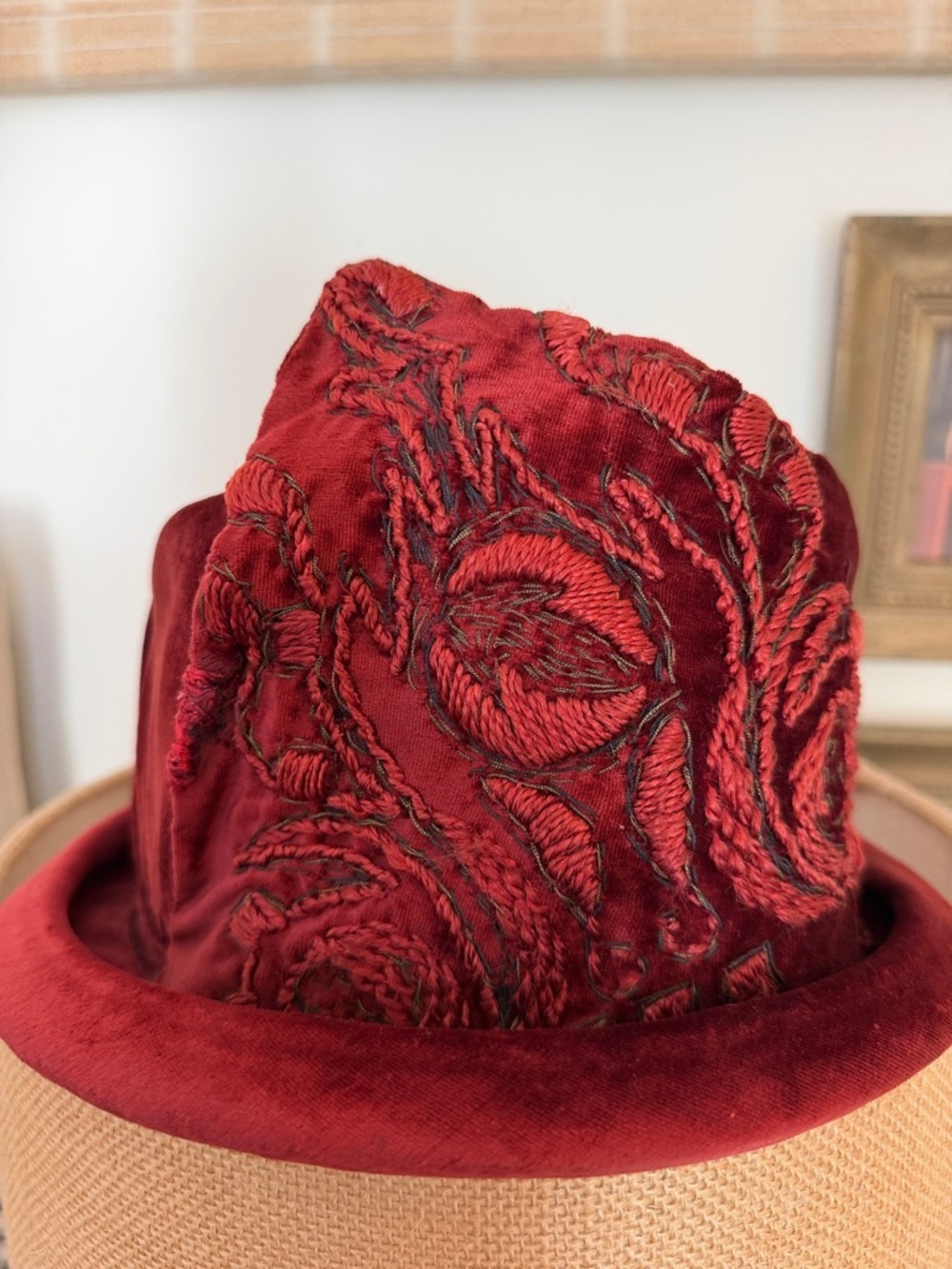 Vintage red velvet hat